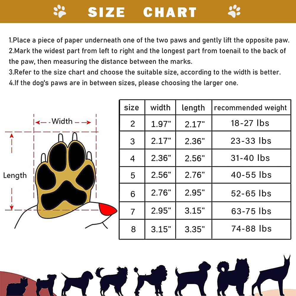Pk.Ztopia Waterproof Dog Boots, Dog Outdoor Shoes, Dog Rain Boots, Running Shoes For Medium To Large Dogs With Two Reflective Fa